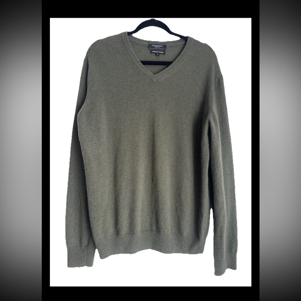 Mantovani Studio Men’s Sweater Olive Green 100% Italian Cashmere